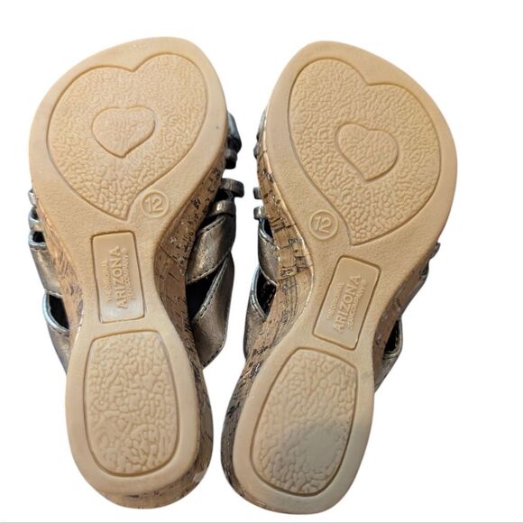 Arizona Jean Kids Y2K Silver Metallic Cork Wedge Sandals Size 12 - Picture 8 of 8